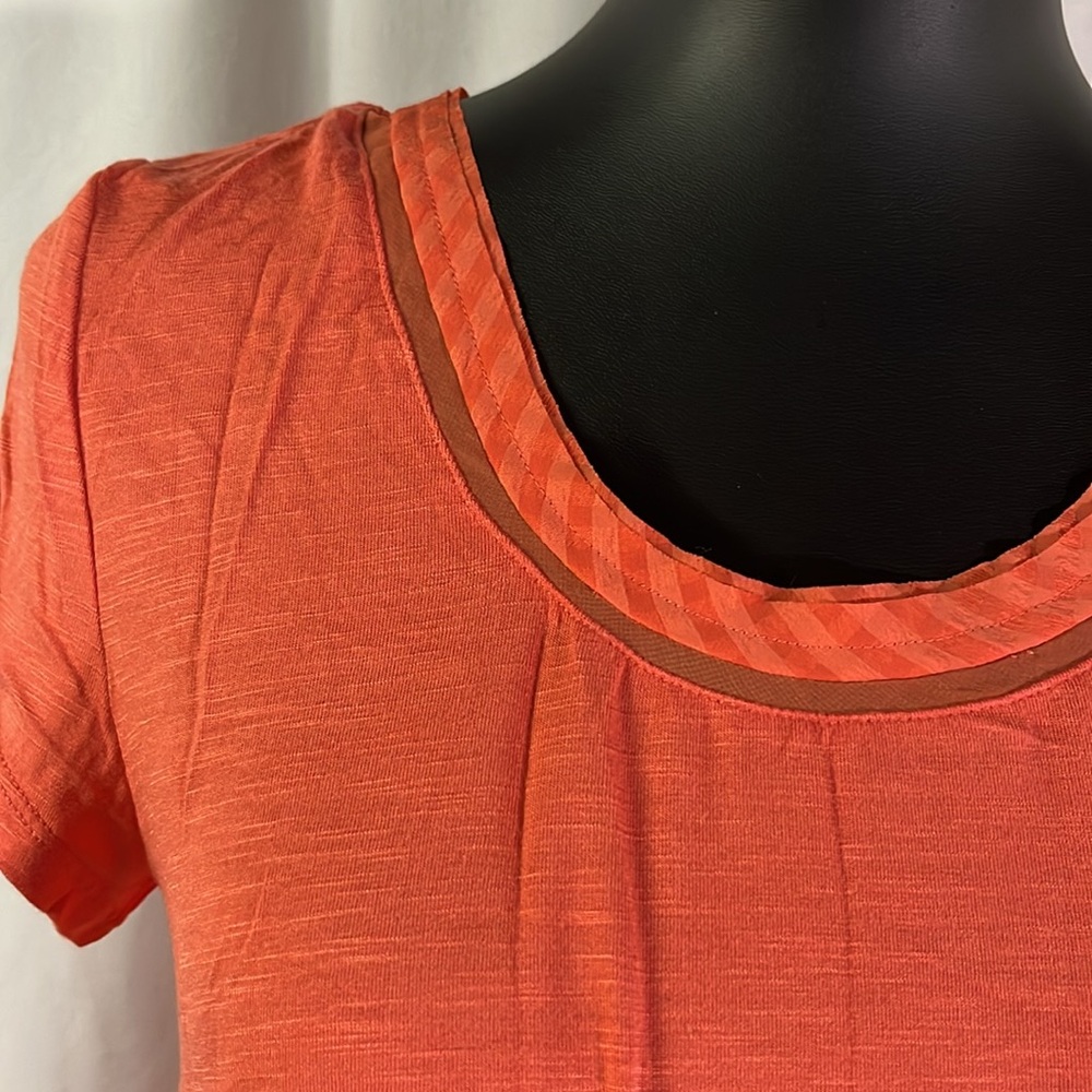 NWT Anthropologie Deletta Orange Gingham Mixed Media High Low Top - Picture 5 of 16